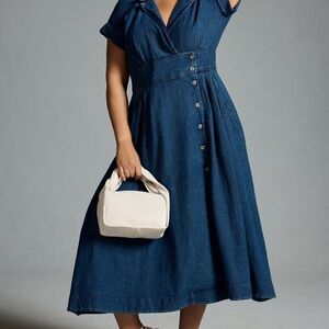 Maeve Denim V-Neck Wrap Dress, size 2